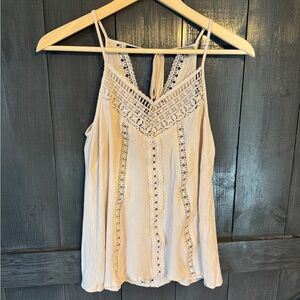 Cream Embellished Sheer Camisole with Pleated Details Charlotte Russe Women’s XS